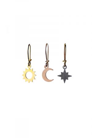 mono orecchino stella sole luna
