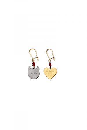 mono orecchino emoticon cuore e diavoletto