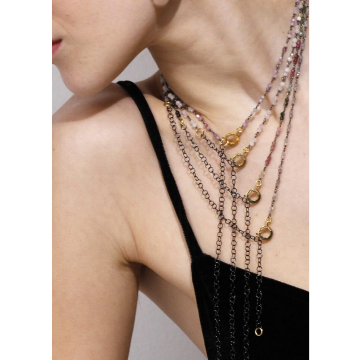 Tiny Stones Necklace Mocked at 2 with Small Mumati Closure