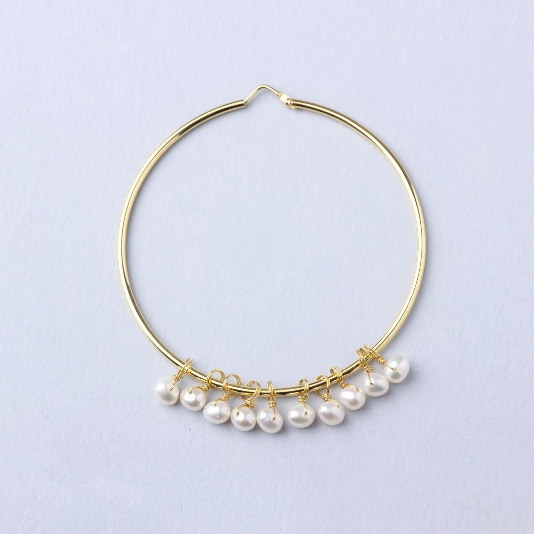 Mono Large Hoop Earring and Pearls