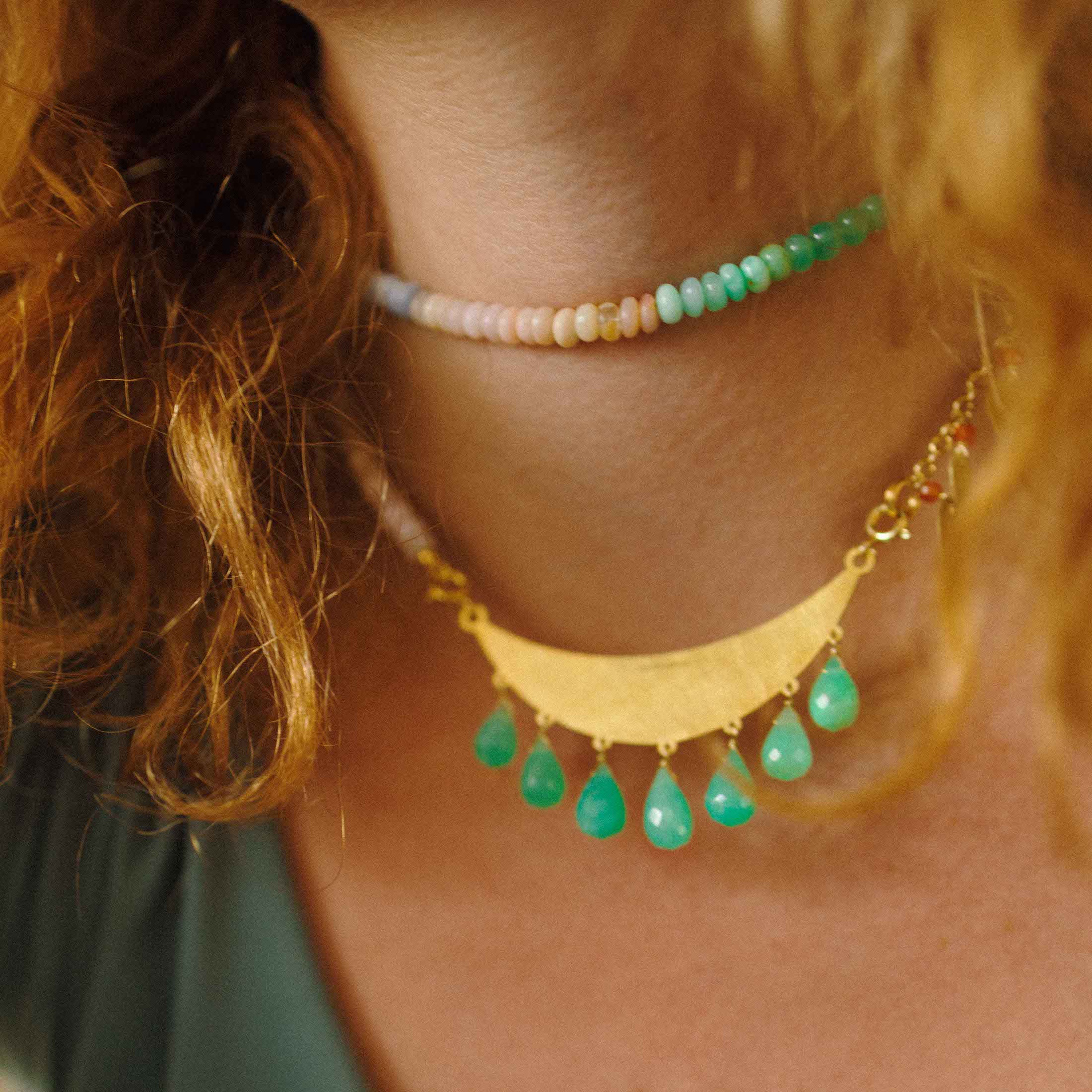 Collana Lune Opale Multicolor e Crisoprasio