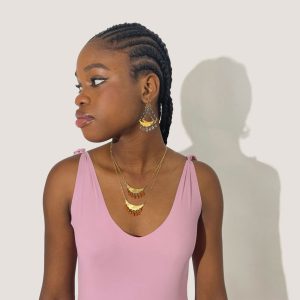 Lune Mini Garnet Tangerine Necklace