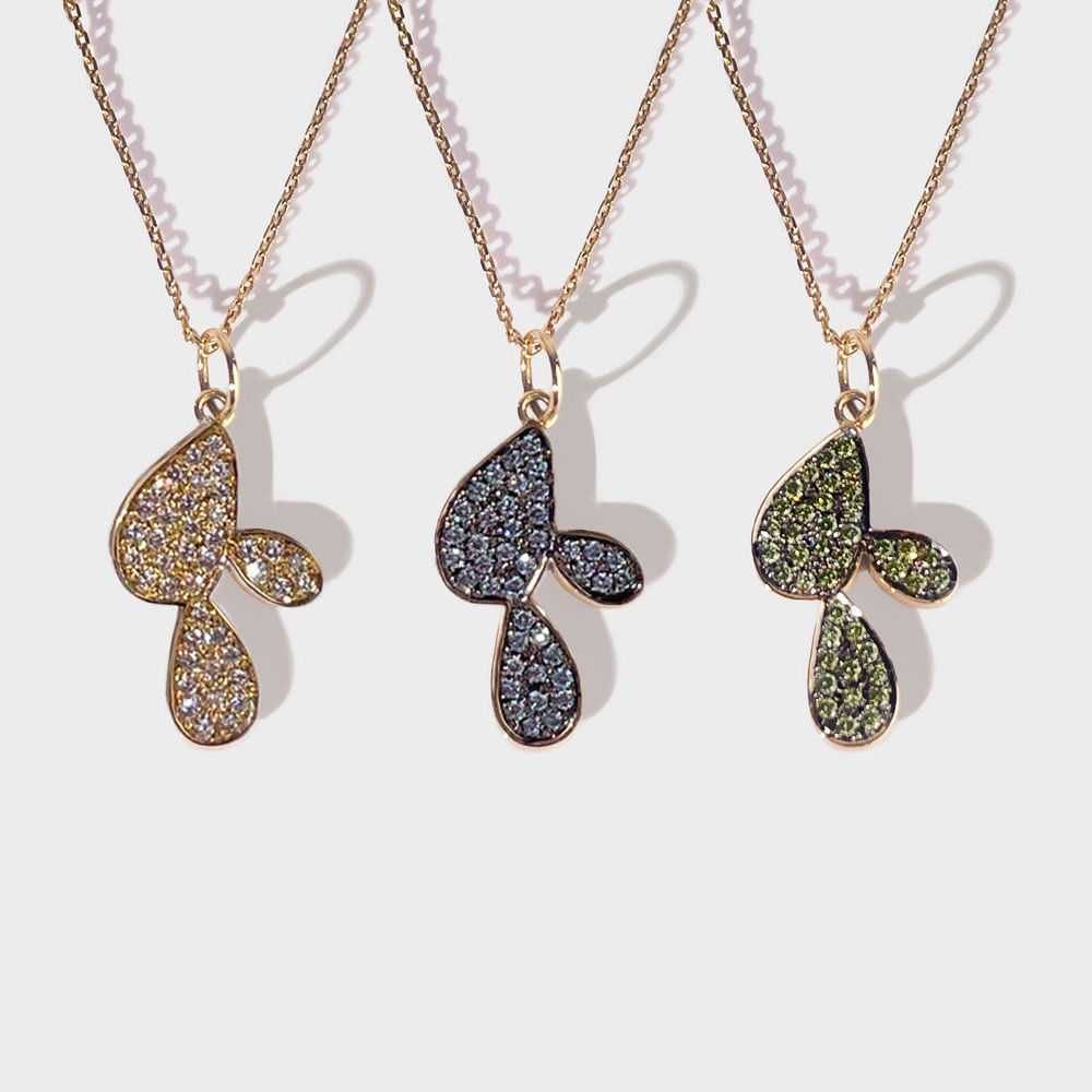 Pendente Fico d'India con diamanti Lab-Grown