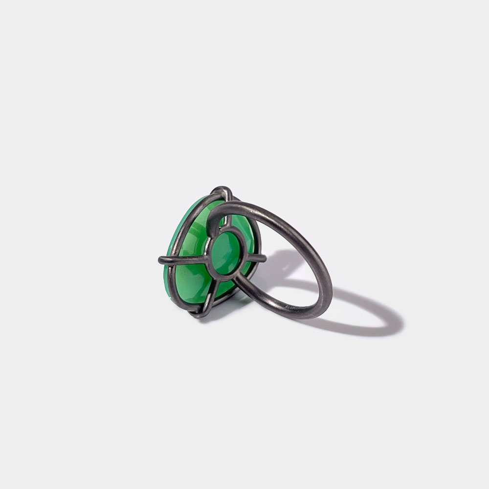Anello Griffes Crisoprasio Flat