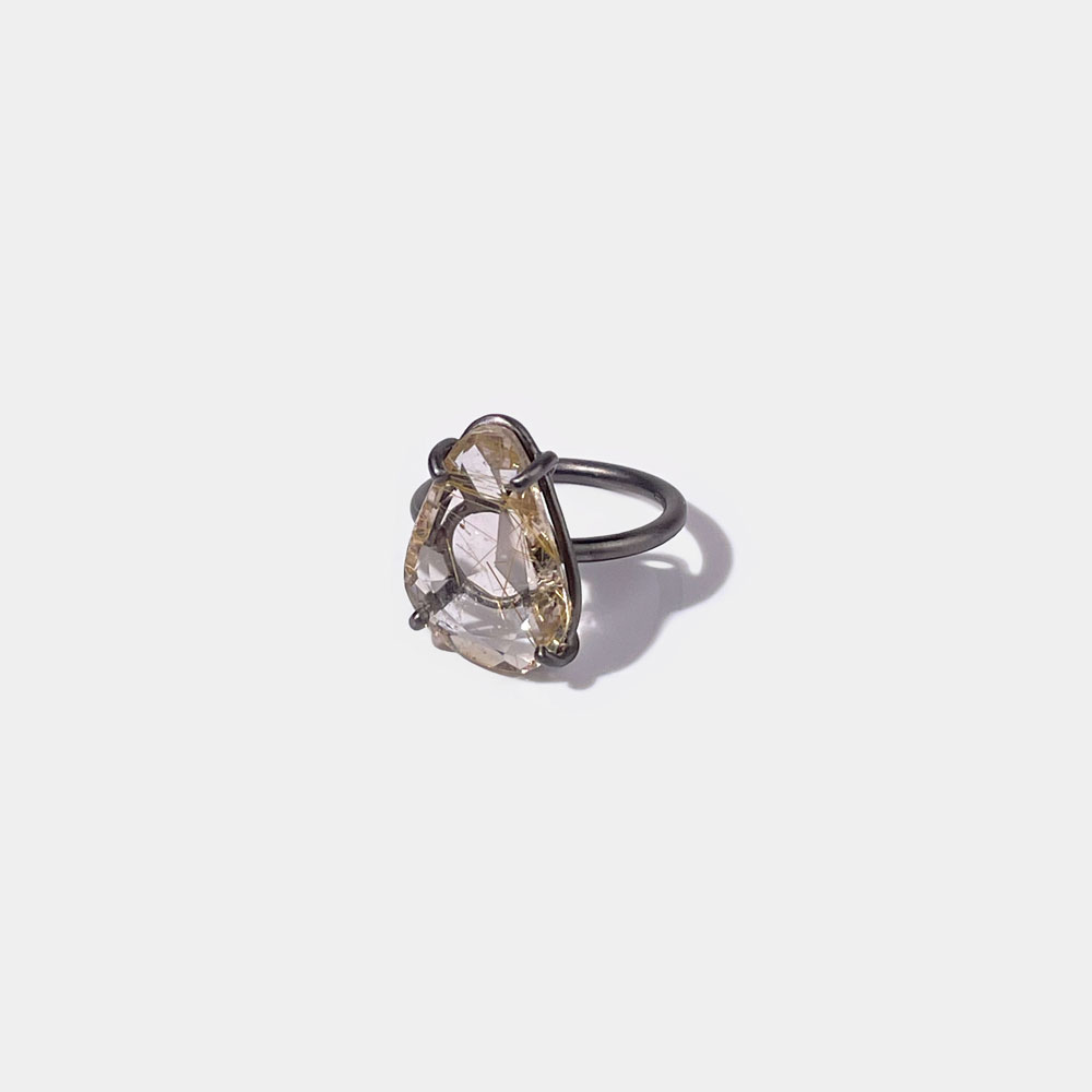 Anello Griffes Quarzo Rutilato Flat