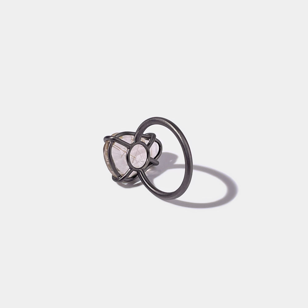Anello Griffes Quarzo Rutilato Flat