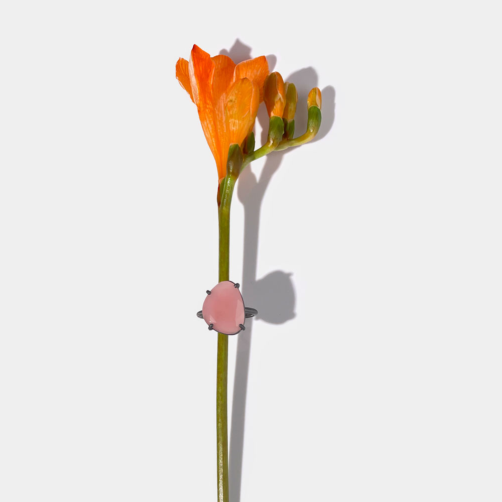 Anello Griffes Quarzo Guava Rosa Flat
