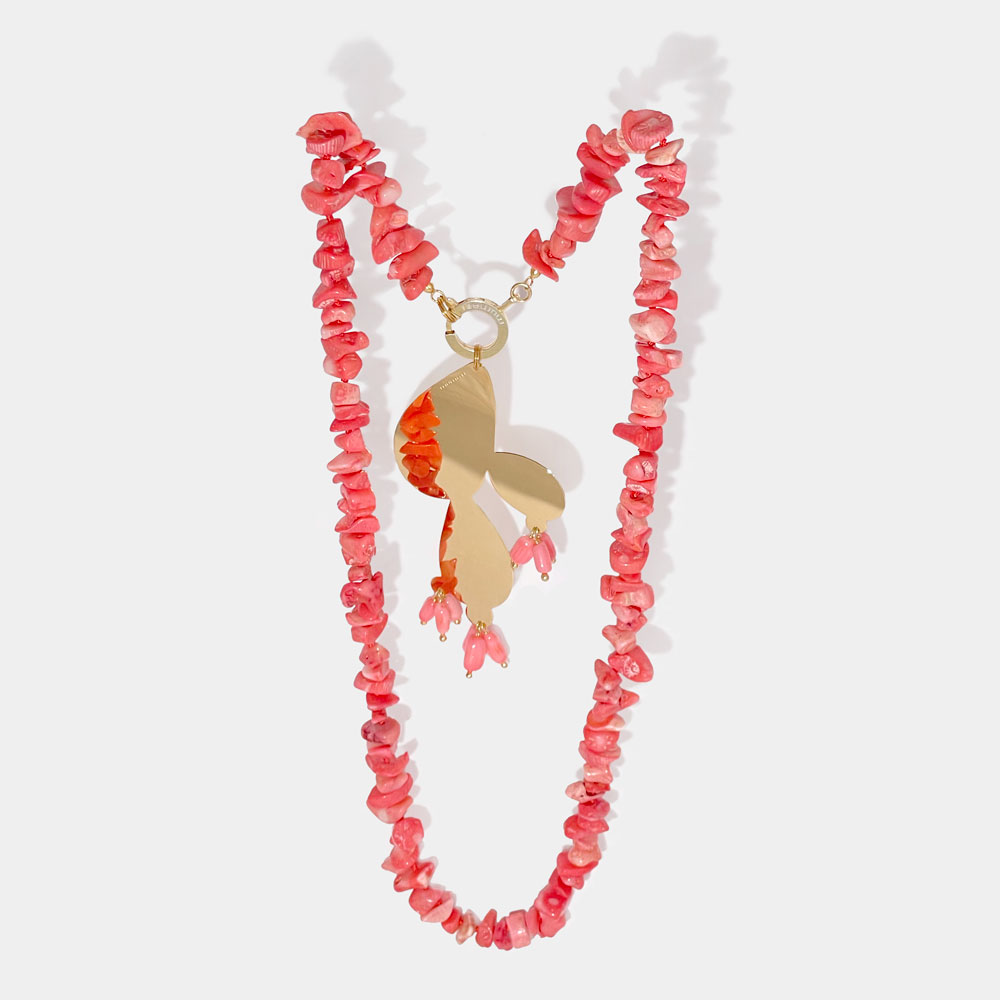 Collana Sassi Irregolari Madrepora Rosa